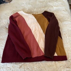 Sezane Multicolor Stripe Crew Neck Sweater